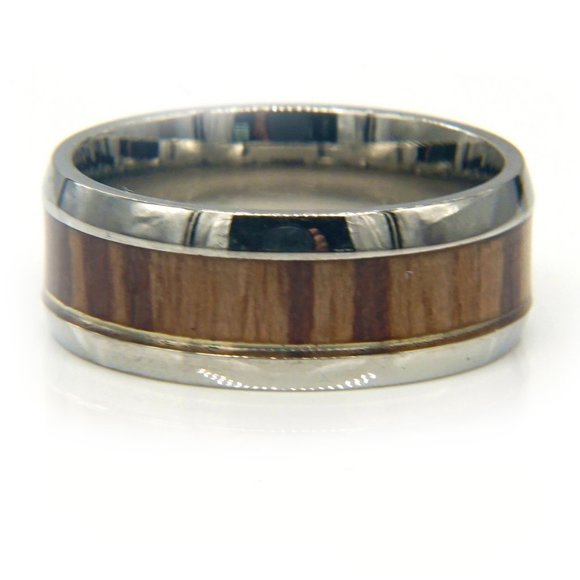 🎉HOSTESS PICK🎉 Silver Wedding Band with Brown Wood Tones. - Picture 4 of 5